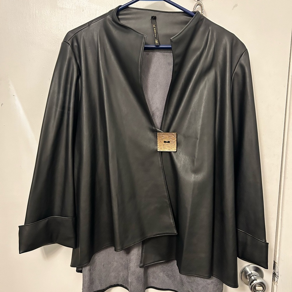 Connie K Leather Jacket w single button